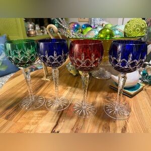 🆕 Ajka Arabella Hand-Cut Hock Crystal Wine Glasses – Set of 4 (Hungary)